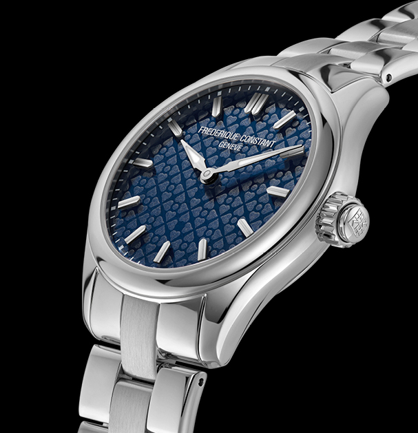 Vitality Ladies Smartwatch for woman. Quartz connected movement, navy blue dial, stainless-steel case, connected functions, digital screen, rechargeable battery and blue rubber strap