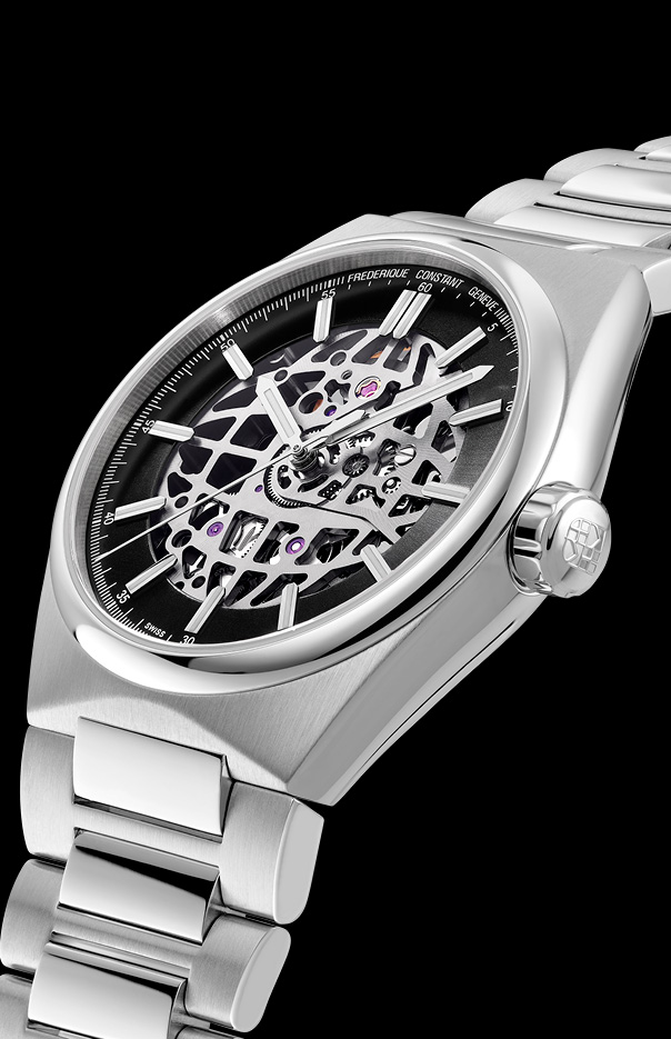Highlife Automatic Skeleton watch for man. Automatic movement, black skeleton dial, stainless-steel case and stainless-steel with integrated and interchangeable bracelet 