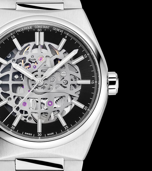 Highlife Automatic Skeleton watch for man. Automatic movement, black skeleton dial, stainless-steel case and stainless-steel with integrated and interchangeable bracelet 