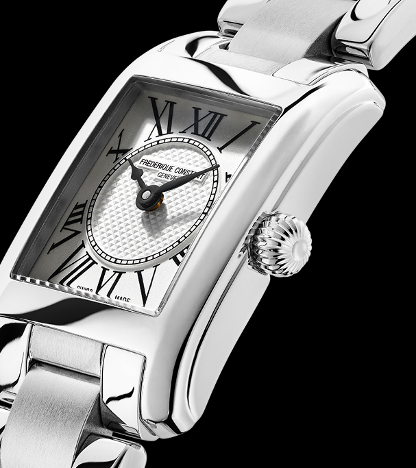 Classics Carrée Ladies watch for woman. Quartz movement, white dial, stainless-steel case and stainless-steel bracelet 