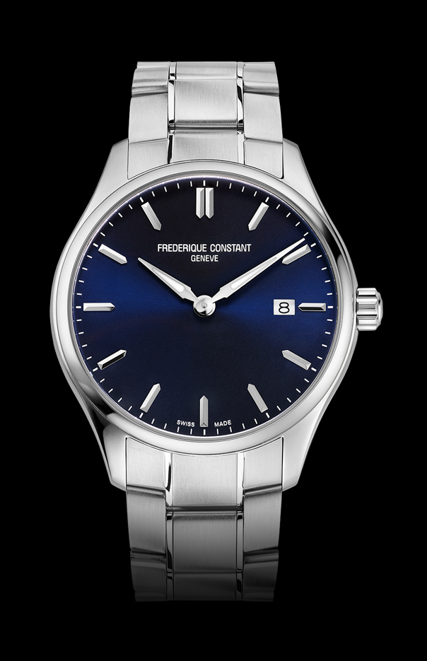 Classics Quartz watch for man. Quartz movement, blue dial, stainless-steel case, date window and stainless-steel bracelet 