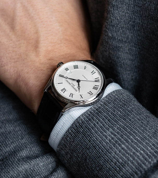 Orologio Automatico Frederique Constant FC-303MC5B6 - Cassa 40mm, Pelle Nera, Swiss Made, Data, Garanzia 2 Anni