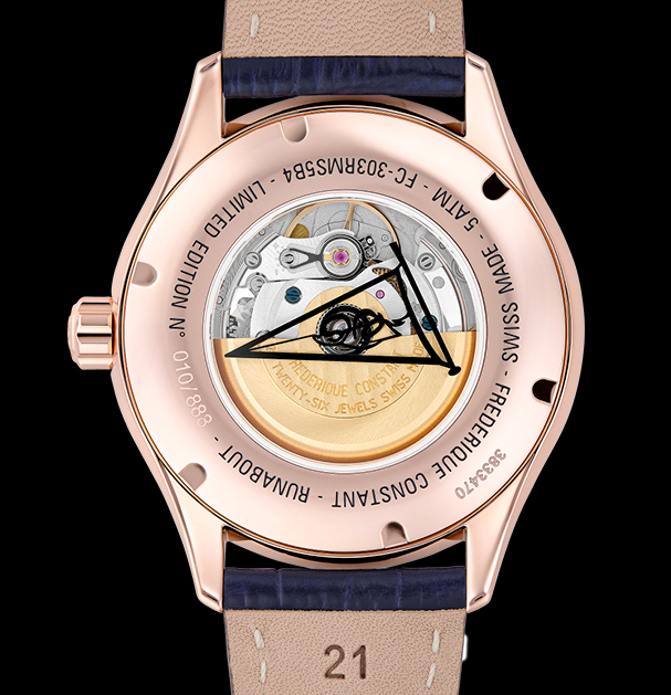 Runabout Automatic watch for man. Automatic movement, silver dial with clous de Paris guilloché in the center, rose-gold plated case and blue leather strap 