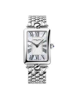 Classics Art Déco Carrée Watch for woman. Quartz movement, white mother of pearl dial, stainless-steel case and stainless-steel bracelet