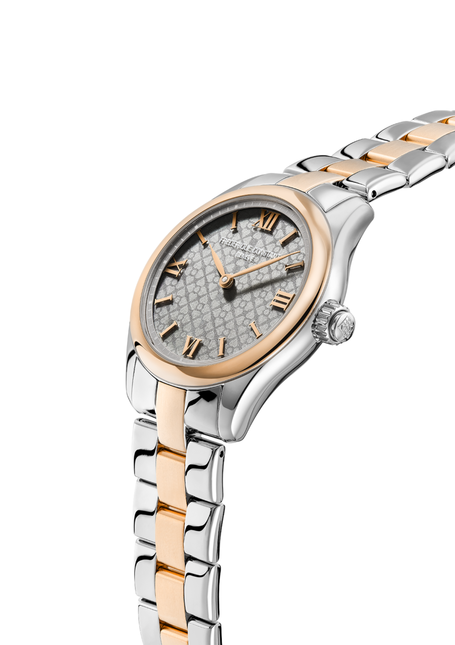  Vitality Ladies Smartwatch for woman. Quartz connected movement, grey dial, stainless-steel and rose-gold bicolor case, connected functions, digital screen, rechargeable battery and stainless-steel and rose-gold bicolor bracelet