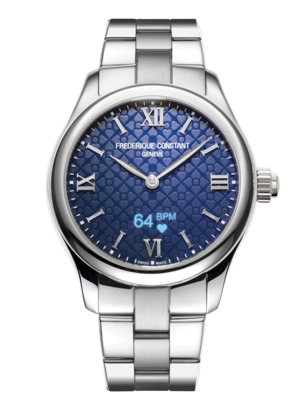 Vitality Ladies Smartwatch for woman. Quartz connected movement, blue dial, stainless-steel case, connected functions, digital screen, rechargeable battery and stainless-steel bracelet 