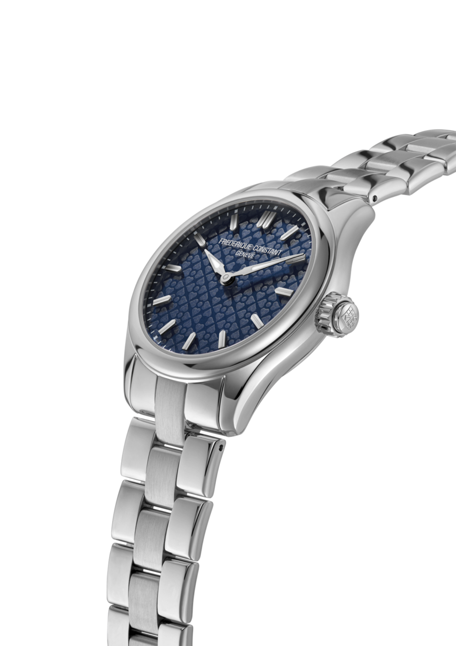 Vitality Ladies Smartwatch for woman. Quartz connected movement, navy blue dial, stainless-steel case, connected functions, digital screen, rechargeable battery and blue rubber strap   
