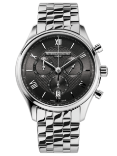  Classics Quartz Chronograph watch for man. Quartz movement, black dial, stainless-steel case, date window and stainless-steel bracelet