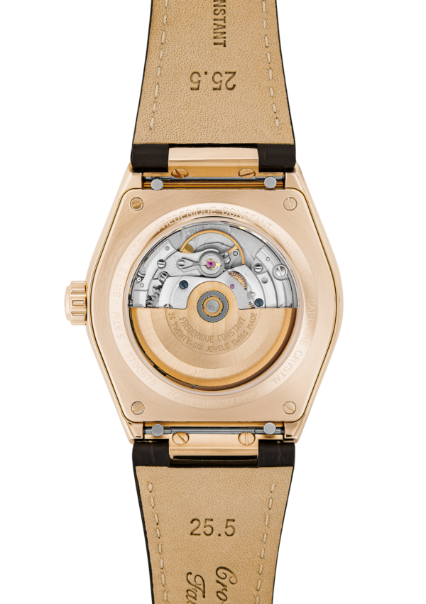 Highlife Automatic COSC watch for man. Automatic movement, black dial, rose-gold plated case, date window and brown leather integrated and interchangeable strap