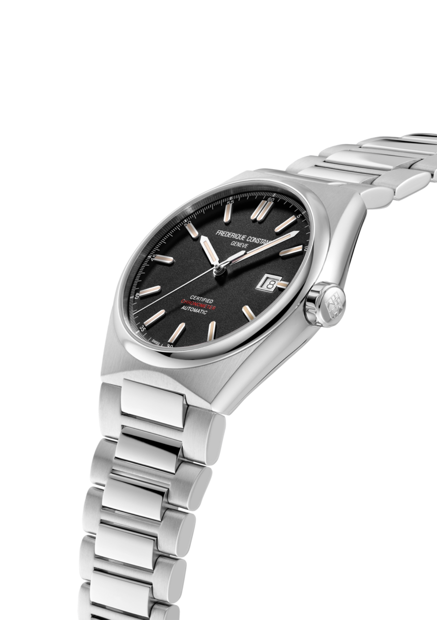 Highlife Automatic COSC watch for man. Automatic movement, Black Sandblasted dial, stainless-steel case, date window and stainless-steel integrated and interchangeable bracelet