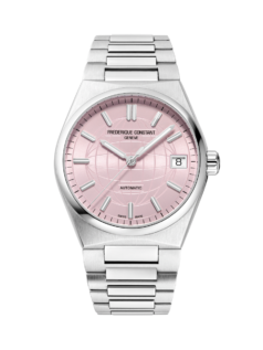 Highlife Ladies Automatic watch for woman. Automatic movement, pink dial, stainless-steel case, date window and stainless-steel integrated and interchangeable bracelet