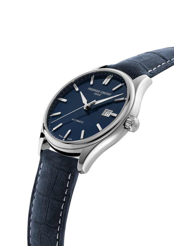 Classics Index Automatic watch for man. Automatic movement, blue dial, stainless-steel case, date window and blue leather strap