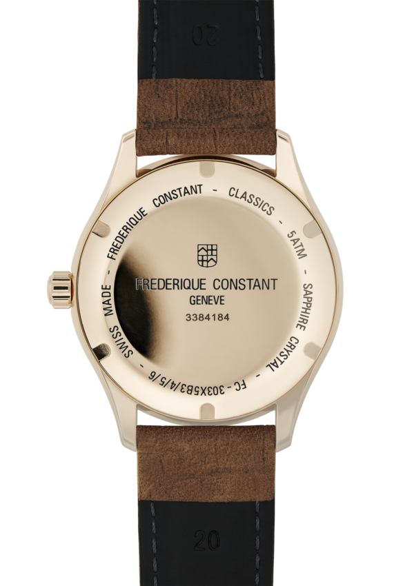 Classic Index Automatic watch for man. Automatic movement, white dial, rose-gold plated case, date window and brown leather strap