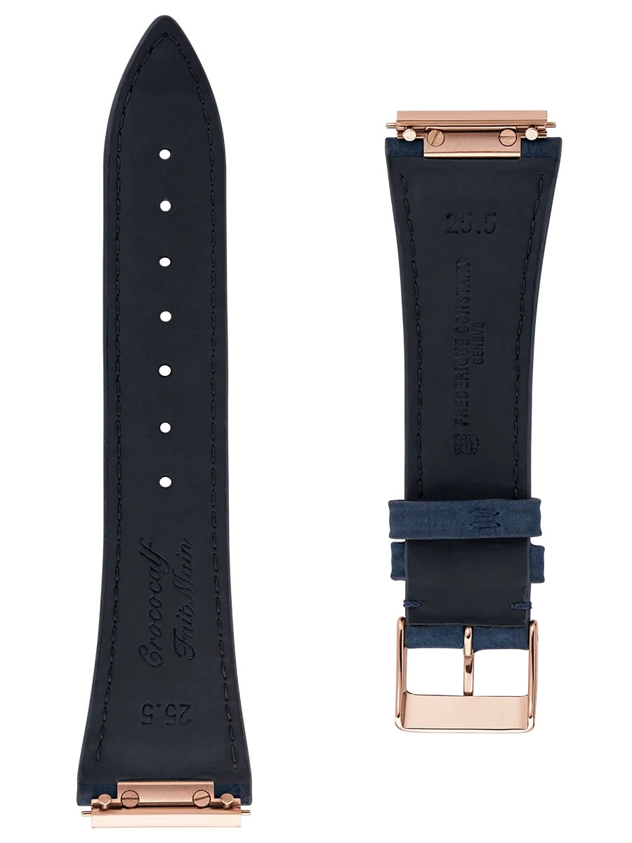 Straps Bleu Cuir De Veau Avec Finition Nubuck Et Motif Crocodile 25.5x18 FCS-391-NHNN25.5X18 RGP