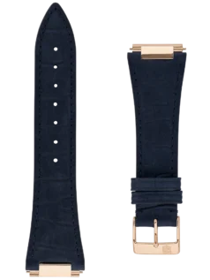 Straps Bleu Cuir De Veau Avec Finition Nubuck Et Motif Crocodile 25.5x18 FCS-391-NHNN25.5X18 RGP