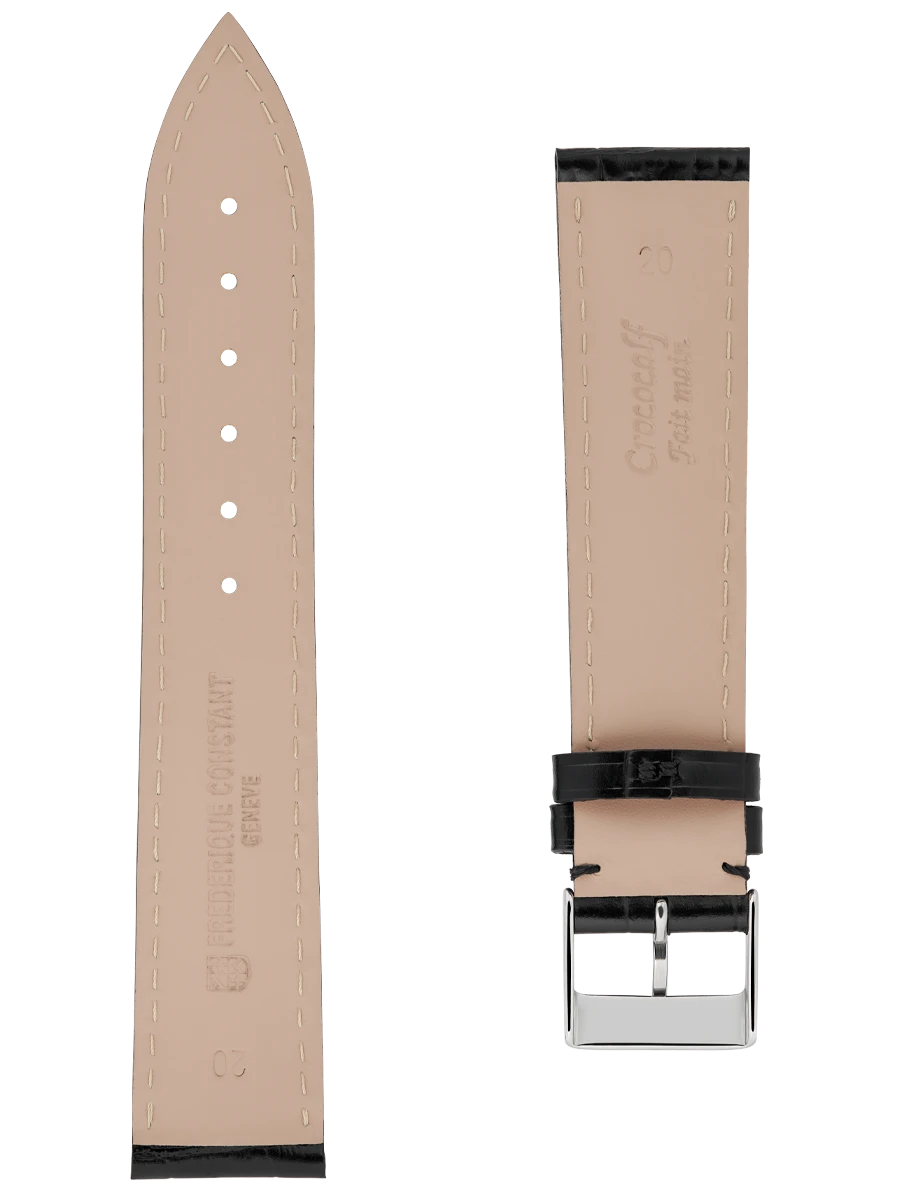 Straps Negro Piel De Becerro Con Estampado De Cocodrilo 20x18 FCS-B20X18 SS