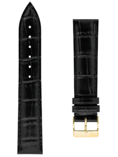 Straps Black Calf Leather With Crocodile Pattern 20x18 FCS-B20X18 YGP