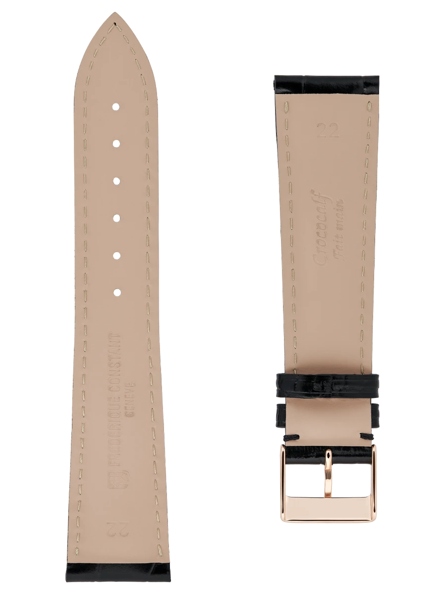 Straps Negro Piel De Becerro Con Estampado De Cocodrilo 22x18 FCS-B22X18 RGP