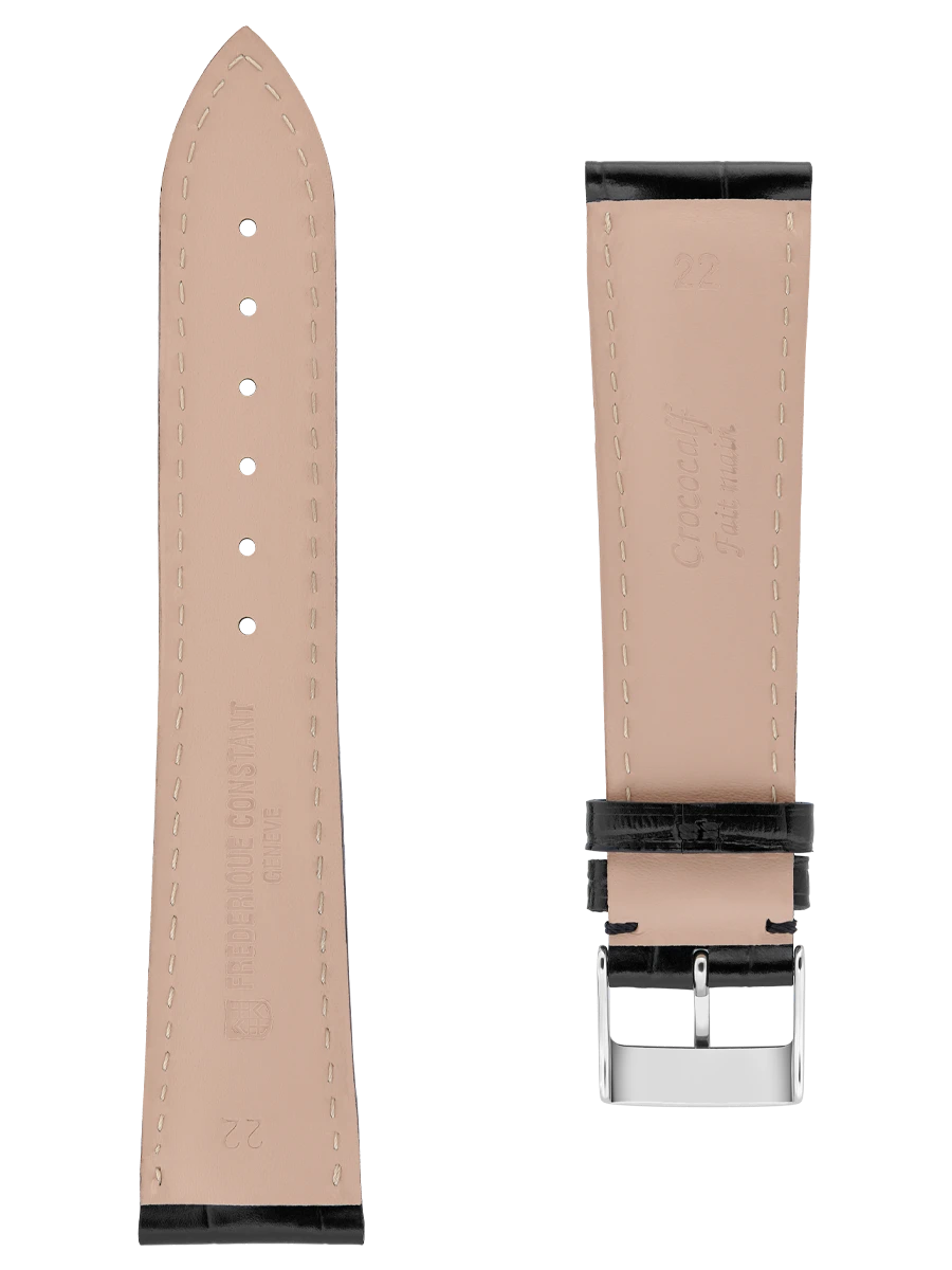 Straps Negro Piel De Becerro Con Estampado De Cocodrilo 22x18 FCS-B22X18 SS