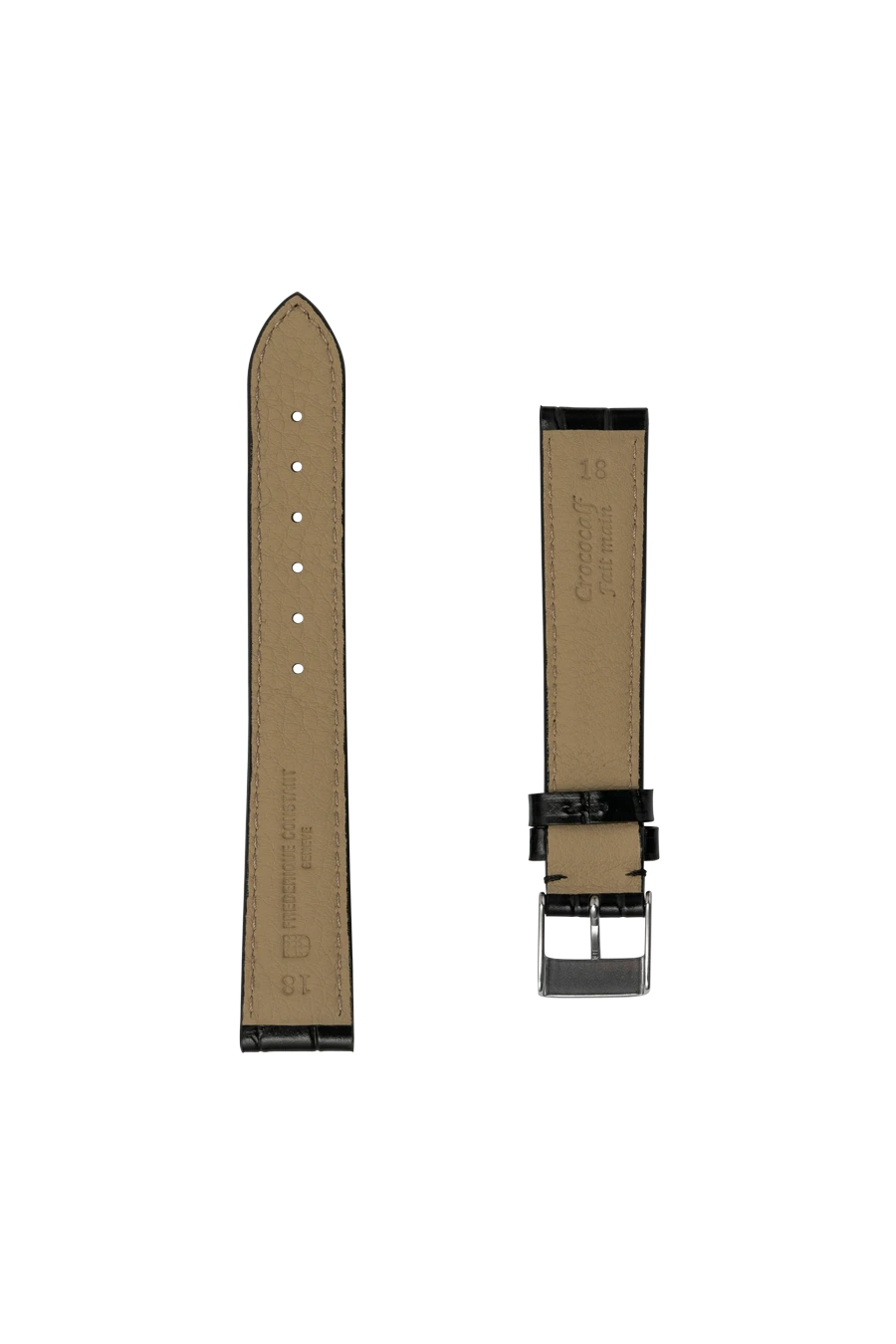 Straps Black Calf Leather With Crocodile Pattern 18x16 FCS-BB18X16 SS