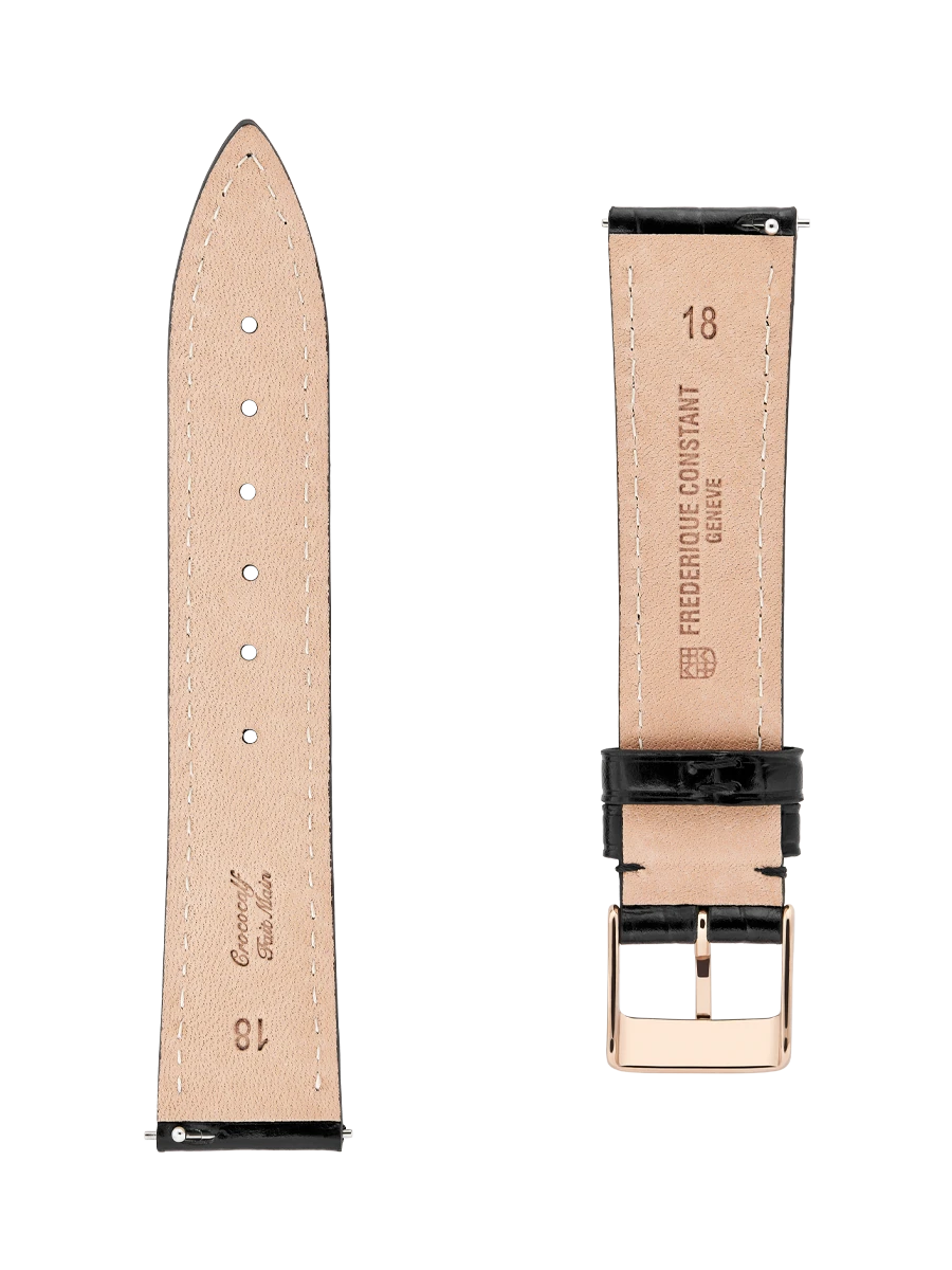 Straps Negro Piel De Becerro Con Estampado De Cocodrilo 18x16 FCS-BLACK18X16 RGP