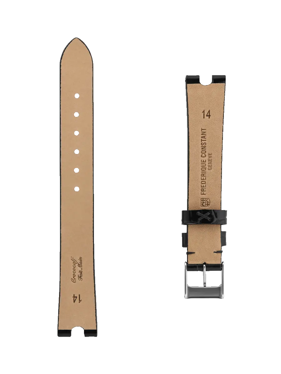 Straps Nero Pelle Di Vitello Con Motivo Coccodrillo 14x12 FCS-BLACK2AC SS