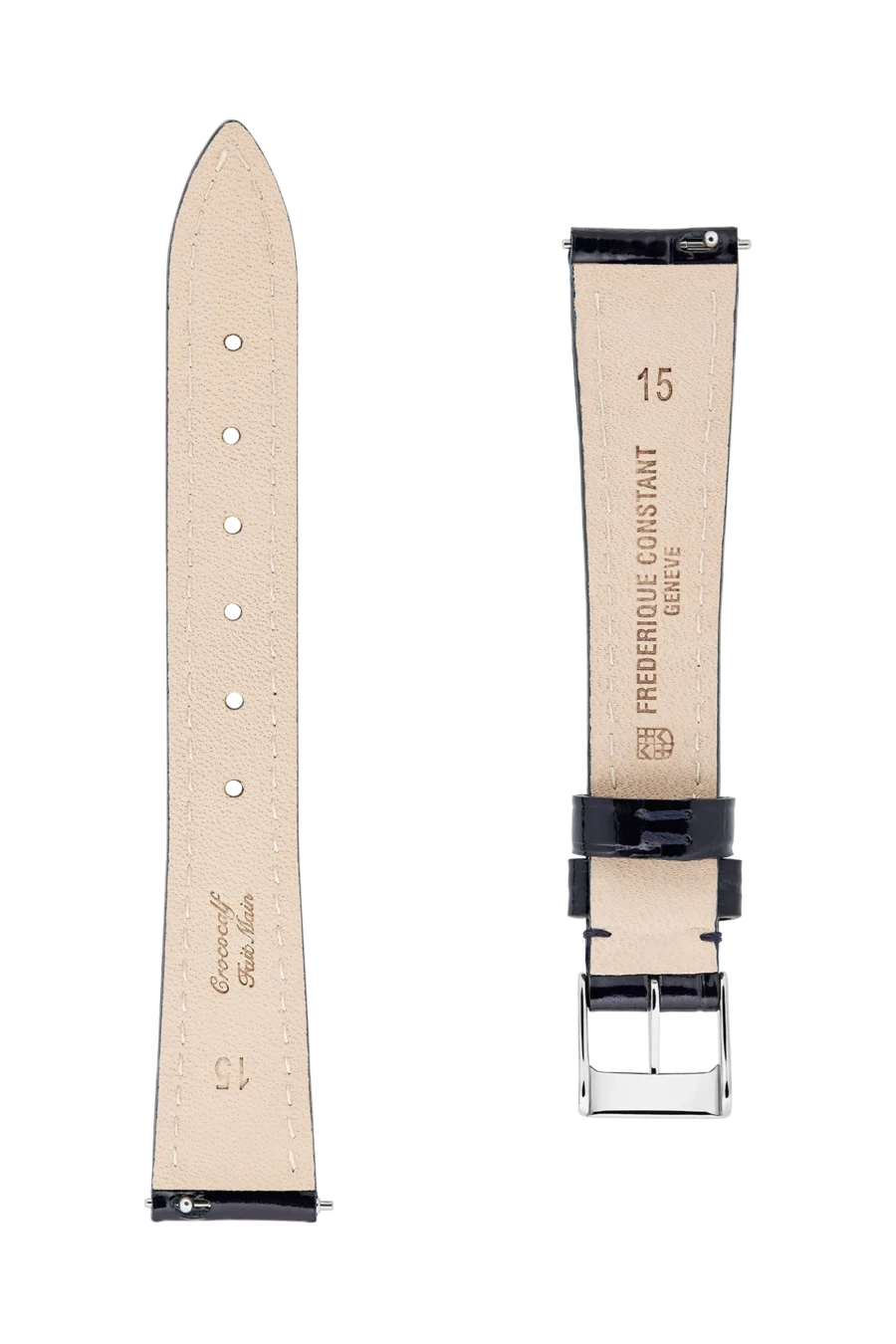 Straps Bleu Cuir De Veau Avec Motif Crocodile 15x12 FCS-BLUE15X12 Shiny XL SS