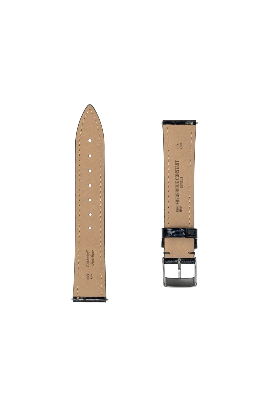 Straps Bleu Cuir De Veau Avec Motif Crocodile 18x16 FCS-BLUE18X16 Shiny SS