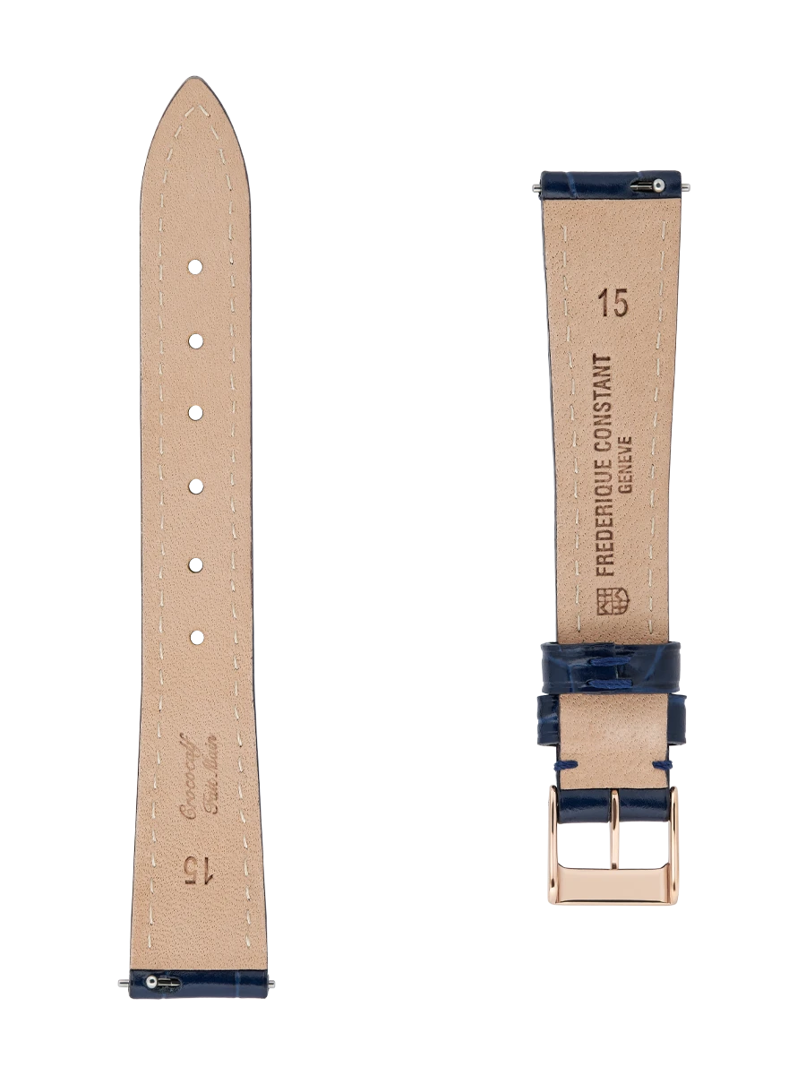 Straps Blue Calf Leather With Crocodile Pattern 15x12 FCS-DBLUE15X12 Shiny RGP
