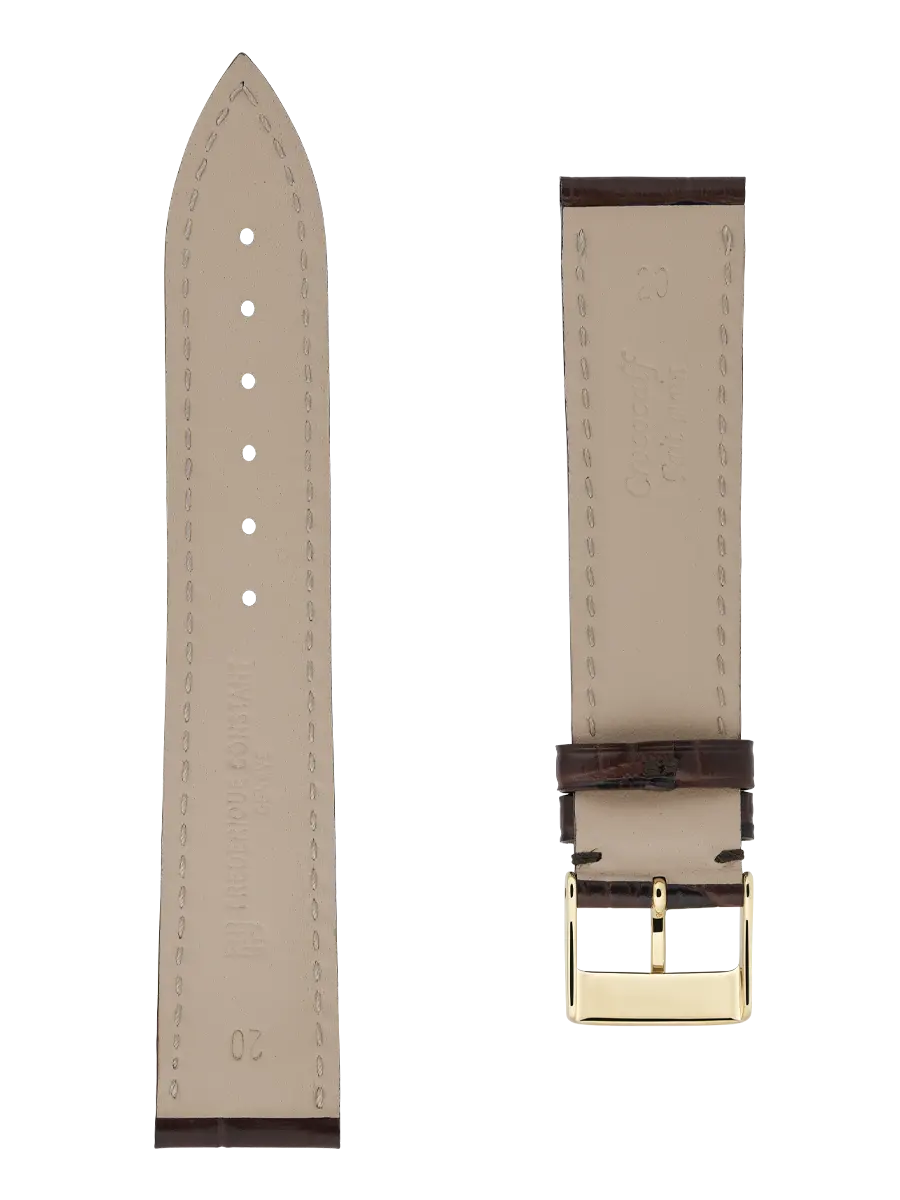 Straps Brown Calf Leather With Crocodile Pattern 20x18 FCS-DBR20X18 YGP