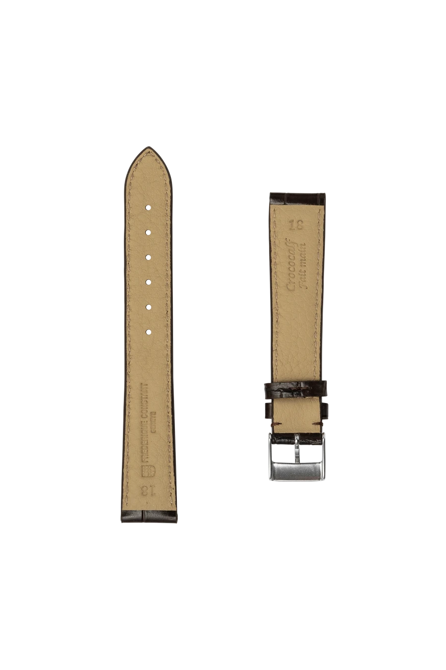 Straps Marron Cuir De Veau Avec Motif Crocodile 18x16 FCS-DBRB18X16 SS