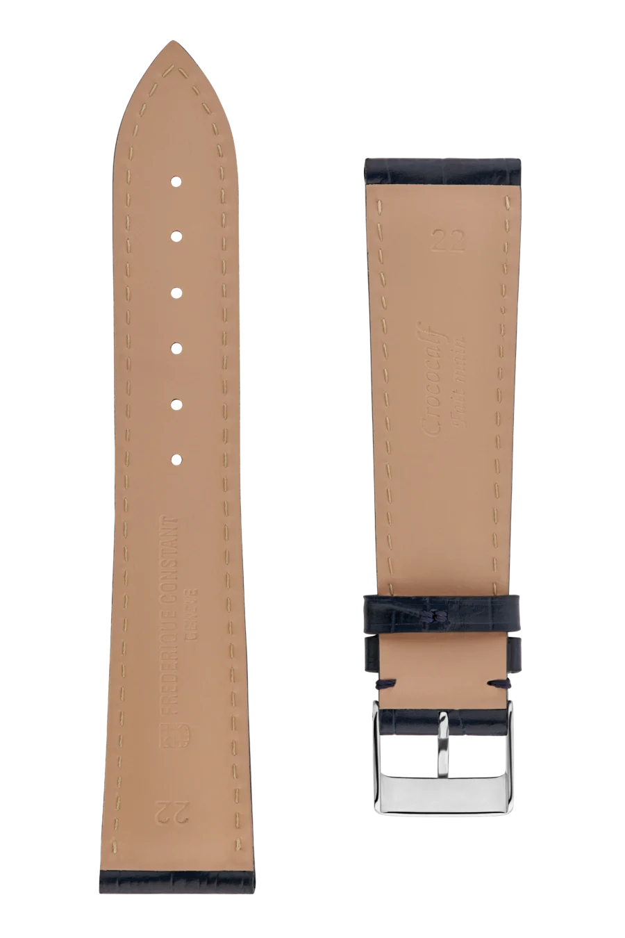 Straps Bleu Cuir De Veau Avec Motif Crocodile 22x18 FCS-N22X18-SS