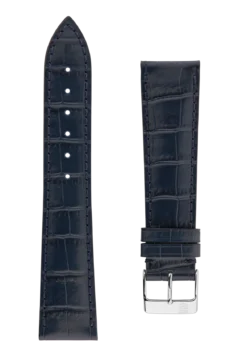 Straps Bleu Cuir De Veau Avec Motif Crocodile 22x18 FCS-N22X18-SS