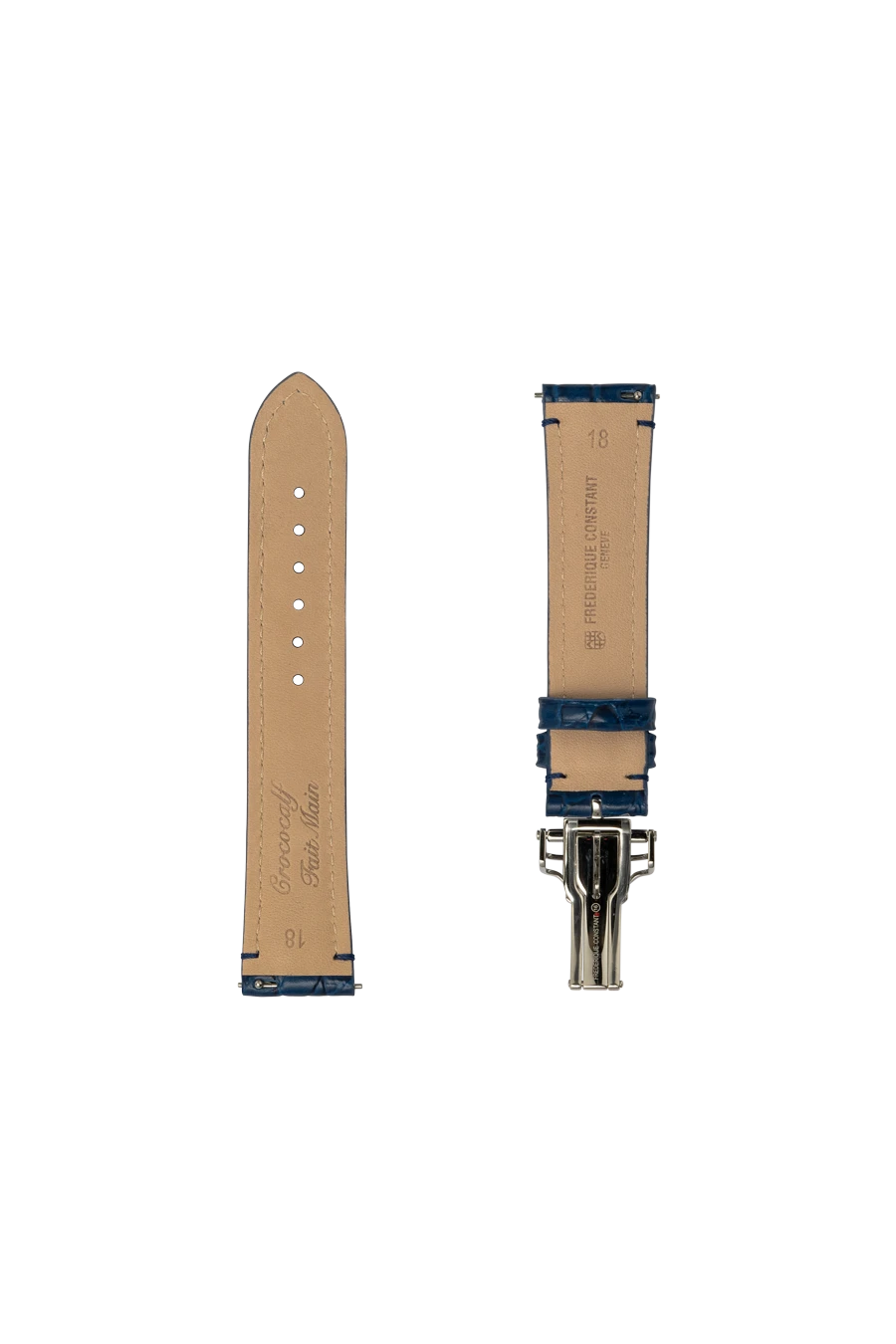 Straps Bleu Calf Leather With Alligator Pattern Embossing 18x16 FCS-NA18X16 CREST SS