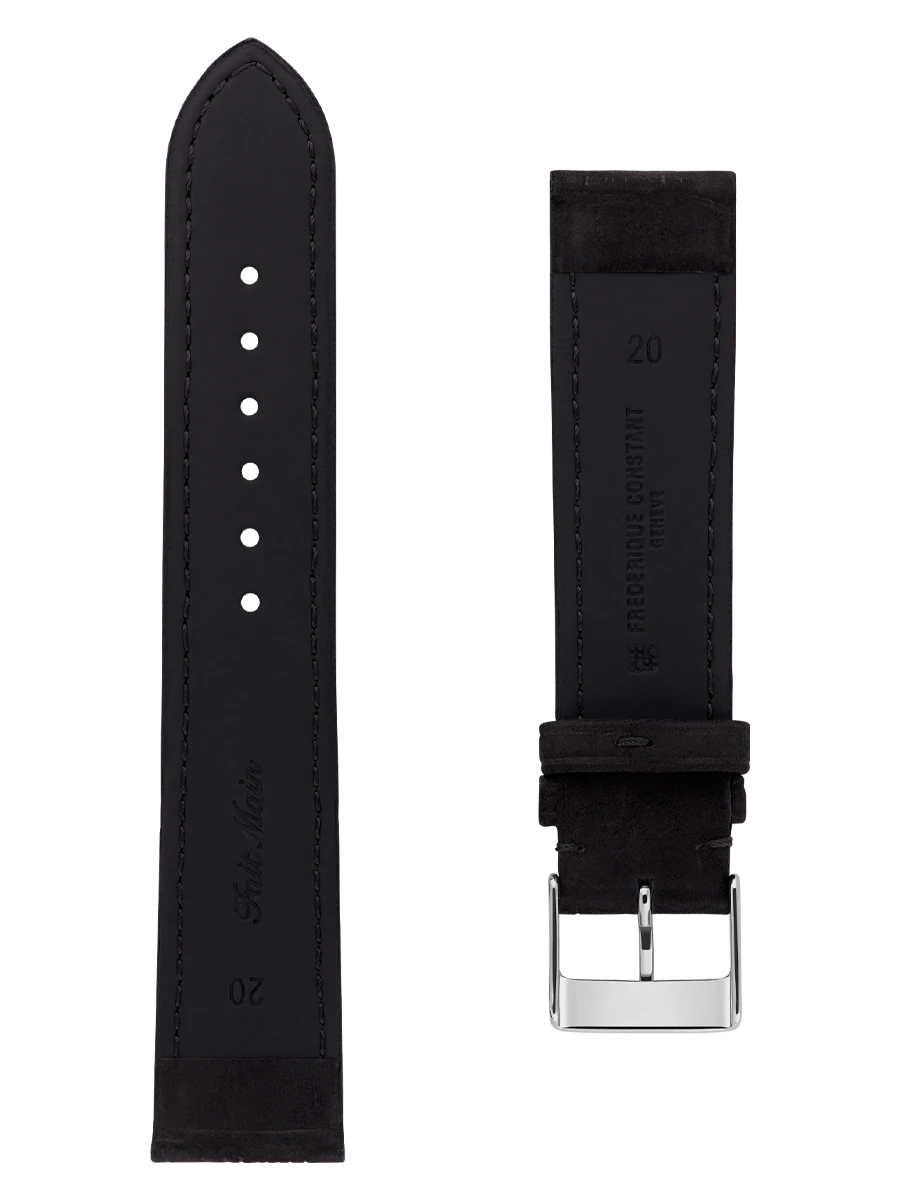 Straps Black Calf Leather With Nubuck Finishing And Crocodile Pattern
 20x18 FCS-NBB20X18 SS