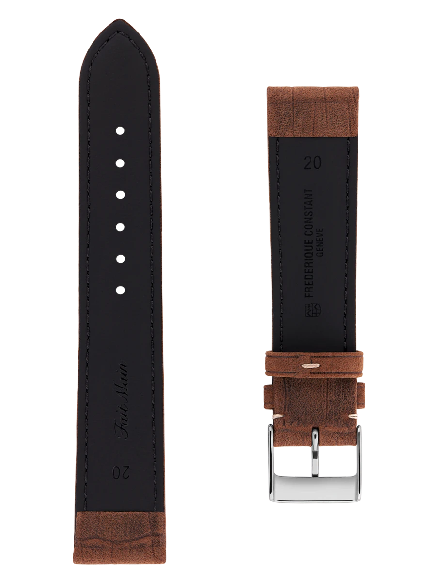 Straps Brown Calf Leather With Nubuck Finishing And Crocodile Pattern
 20x18 FCS-NBRWB20X18 SS