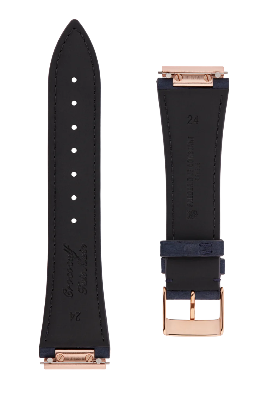 Straps Bleu Cuir De Veau Avec Finition Nubuck Et Motif Crocodile 25.5x18 FCS-NHNN24X18 RGP